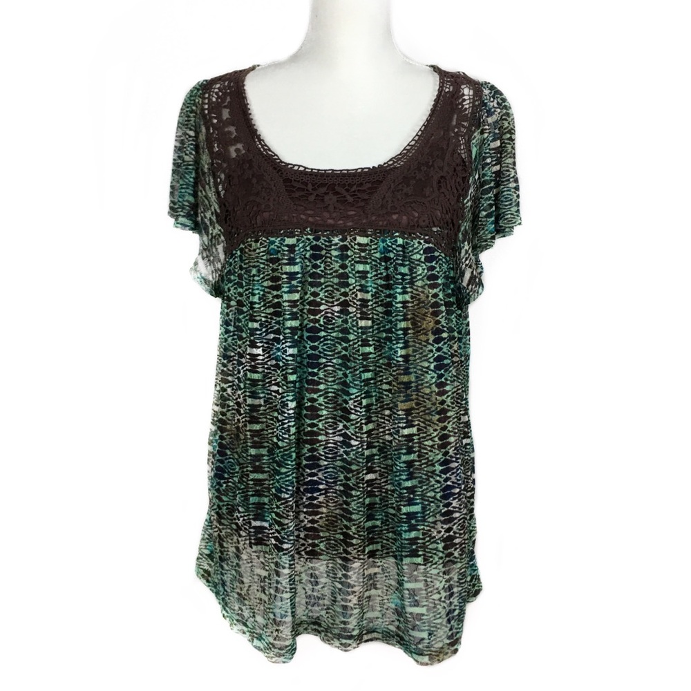 John Paul Richard Green Flowy Top, size Large.